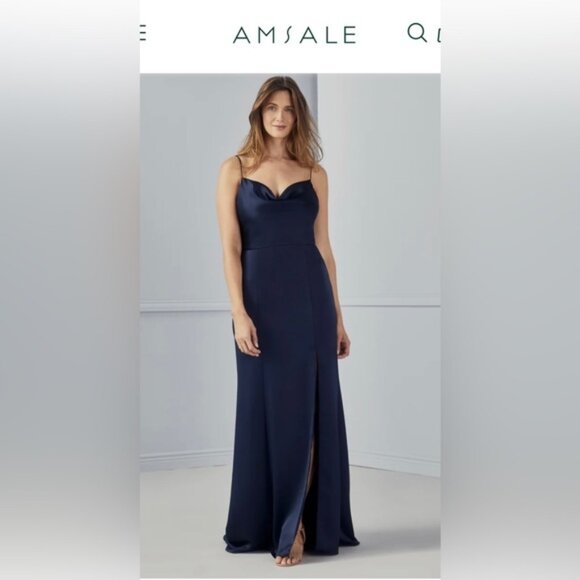 Bridesmaid Chloe Amsale Black Slight Gown - Picture 1 of 11